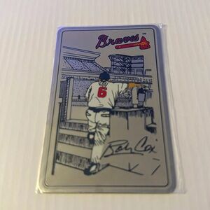 Suntrust Bank Metal Promo Card of Atlanta Braves Manager Bobby Cox MLB